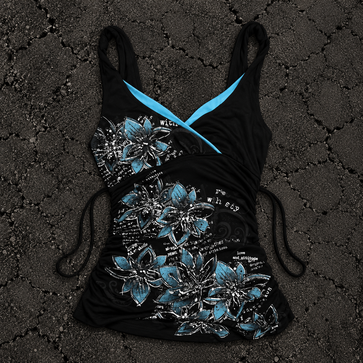 Blue Flower Strap Tank