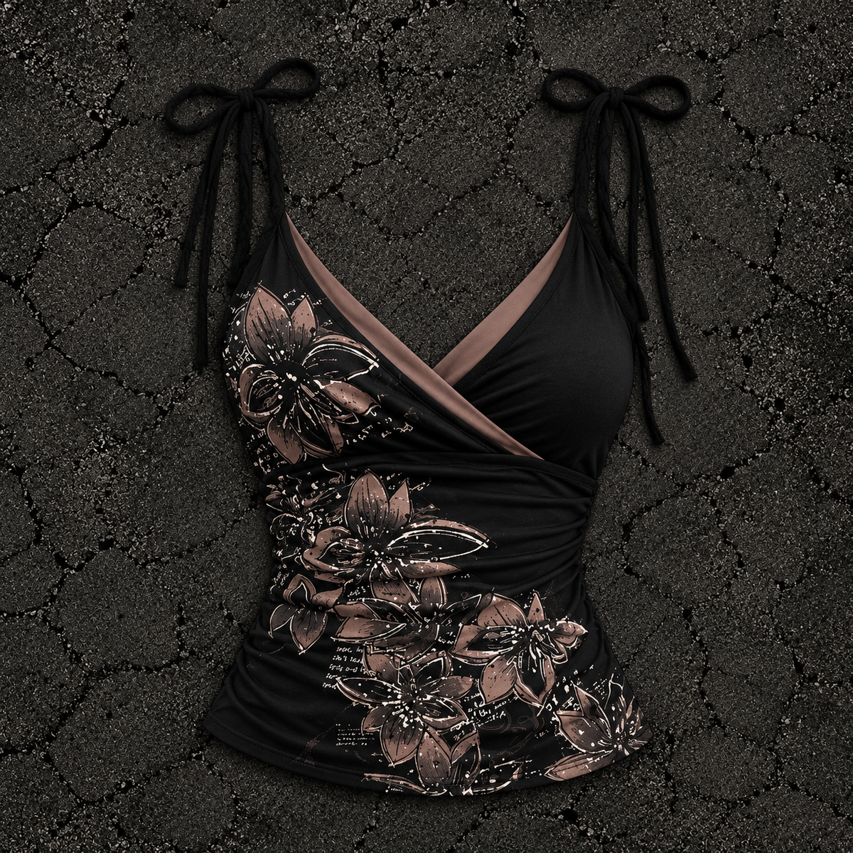 Mocha Flower Strap Tank