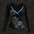 Blue Flower Sleeved Top