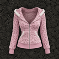 Baby Pink Lepoard Zip Hoodie