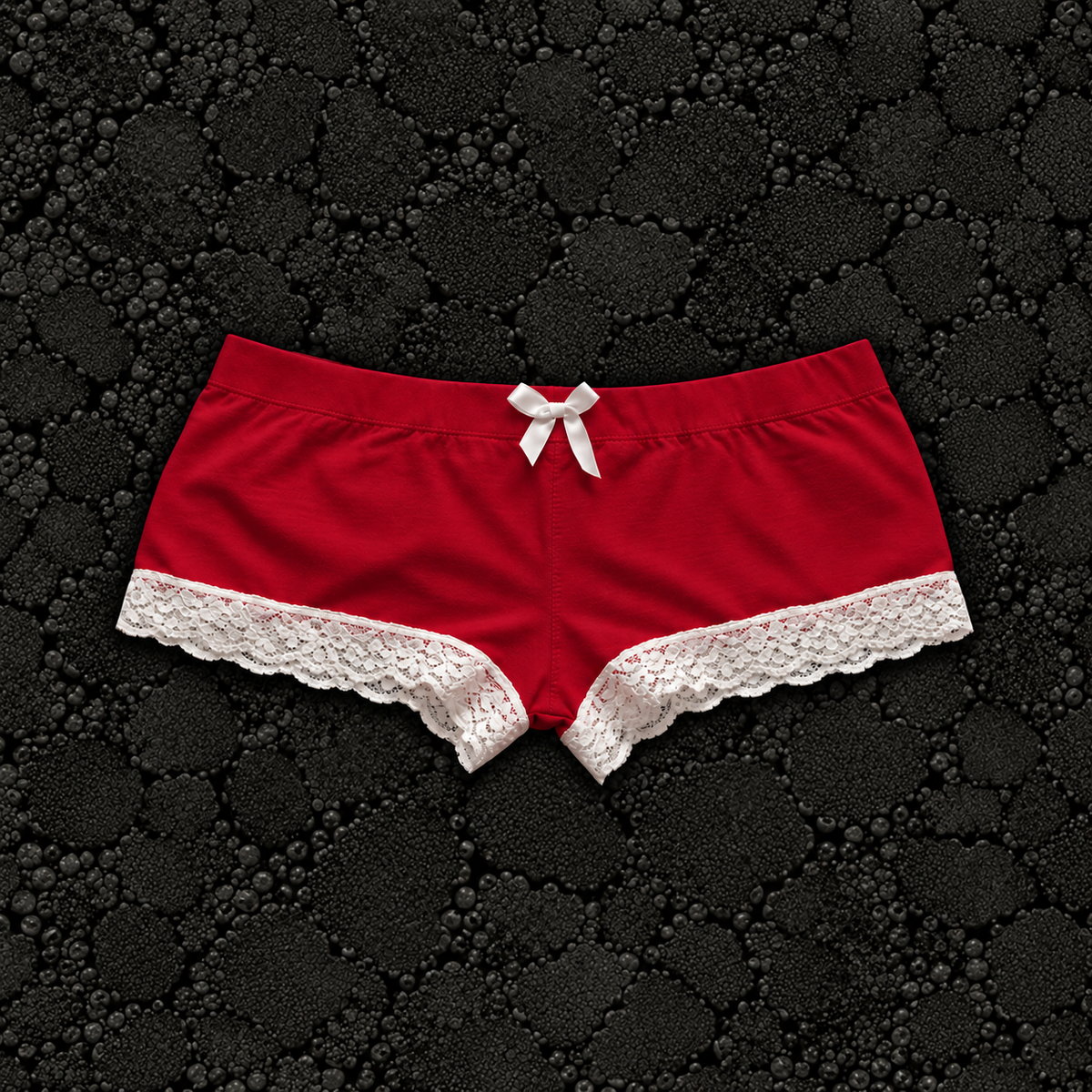 Red Lace and Bow Shorts
