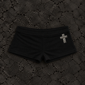 Black Nail Print Mini Shorts