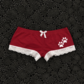 Paw Print Red Lace and Bow Shorts