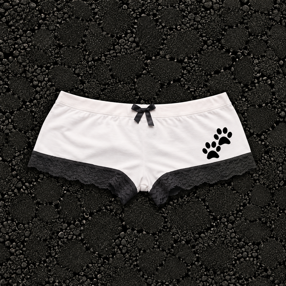 Paw Print Pink White Lace and Bow Shorts