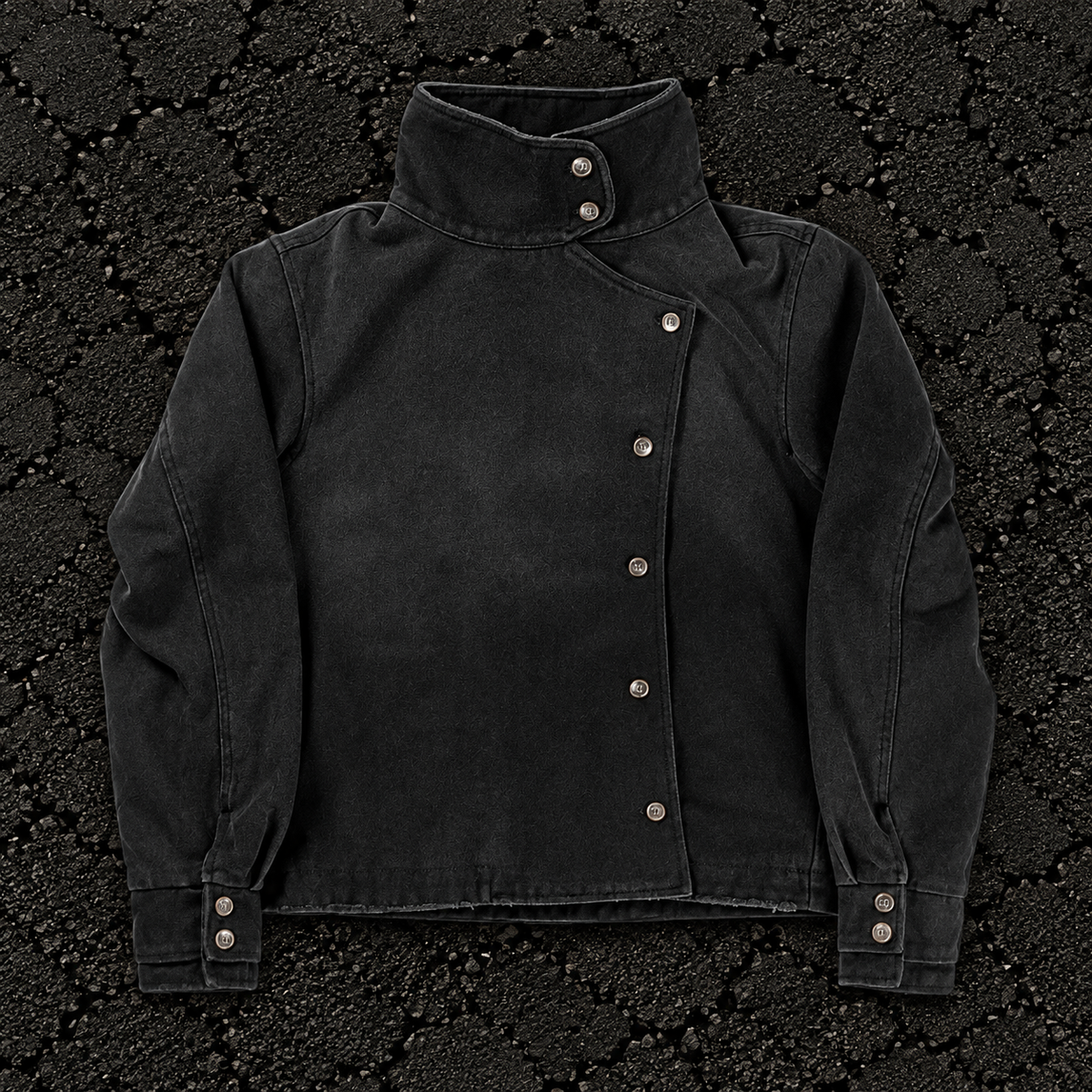 Black Wash Gradient Button Jacket