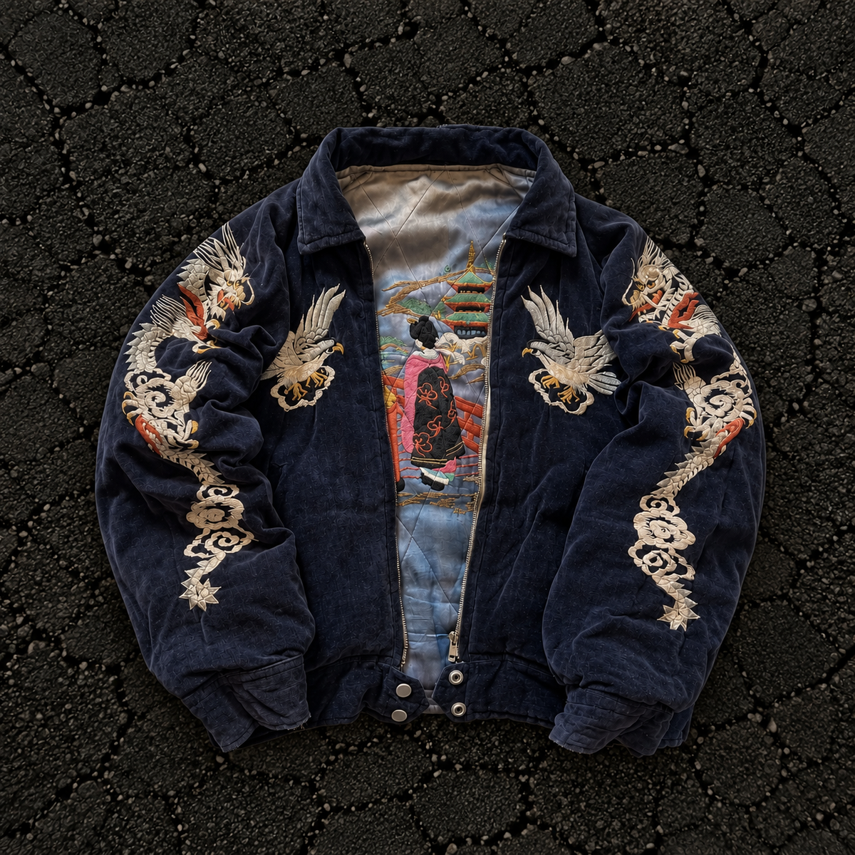 Hip Hop Japanese Style Navy Bomber Jacket