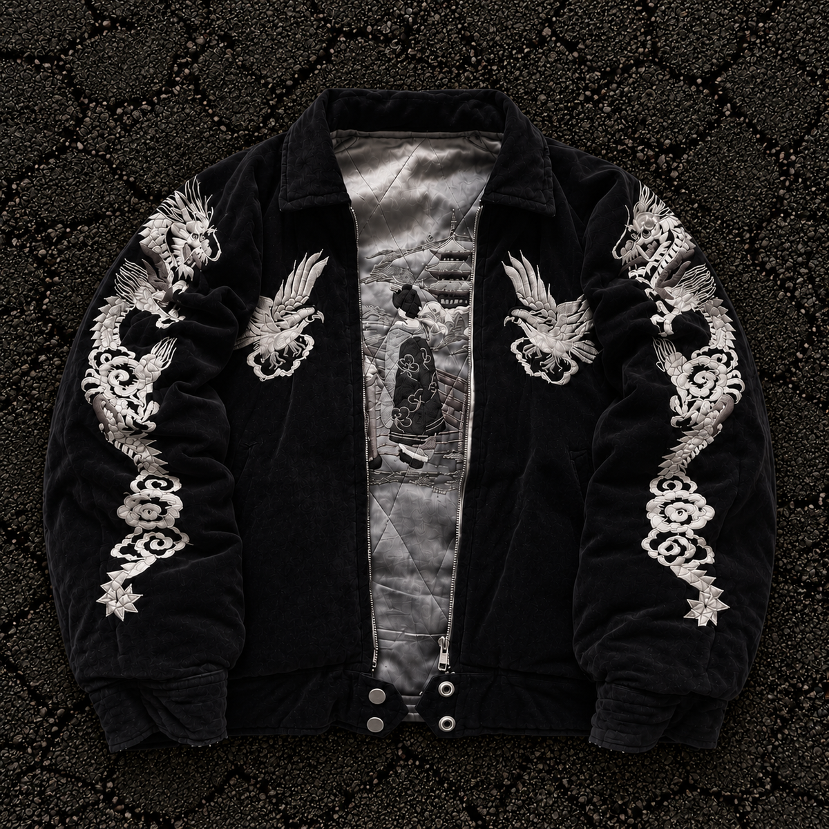 Hip Hop Japanese Style Black Bomber Jacket