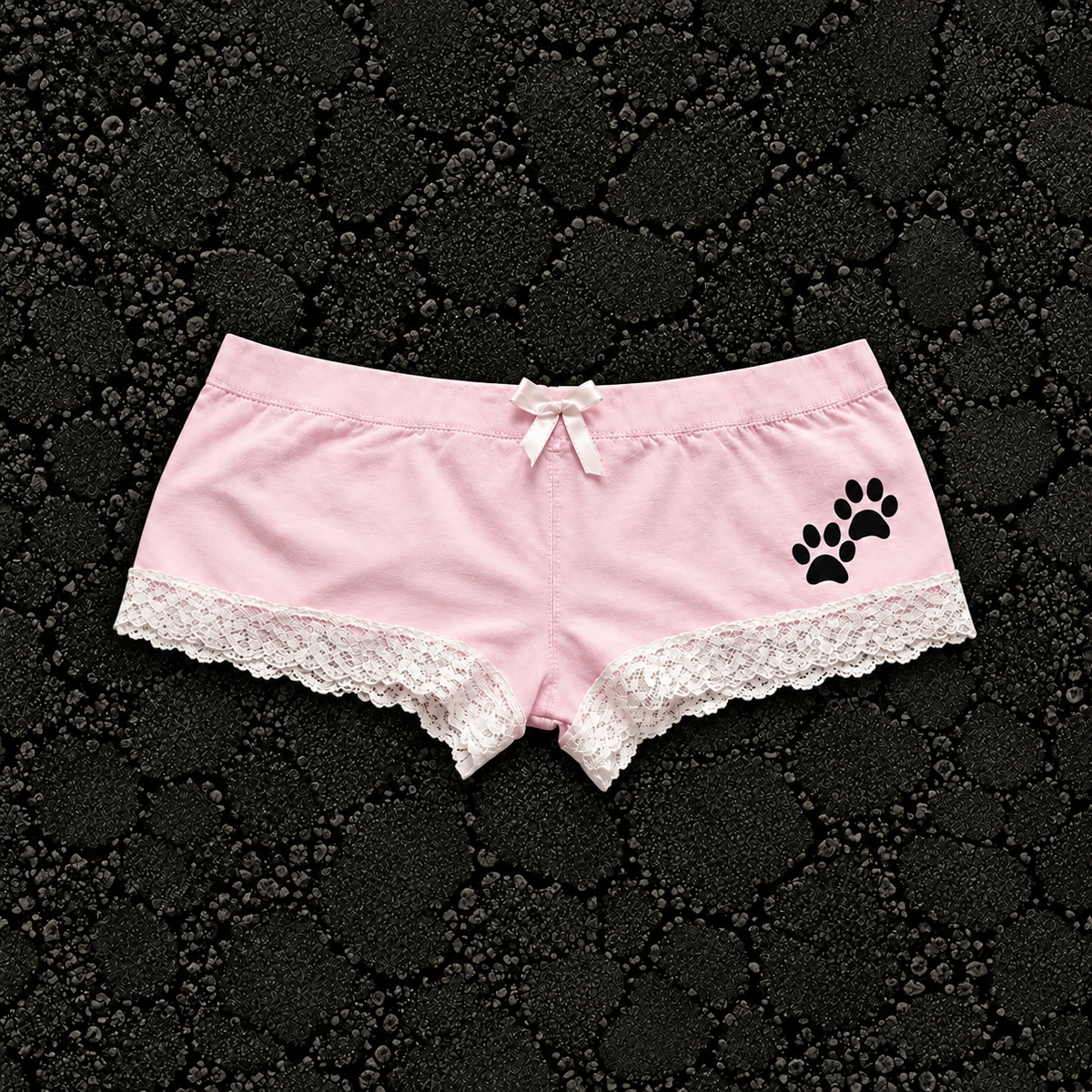 Paw Print Pink Lace and Bow Shorts