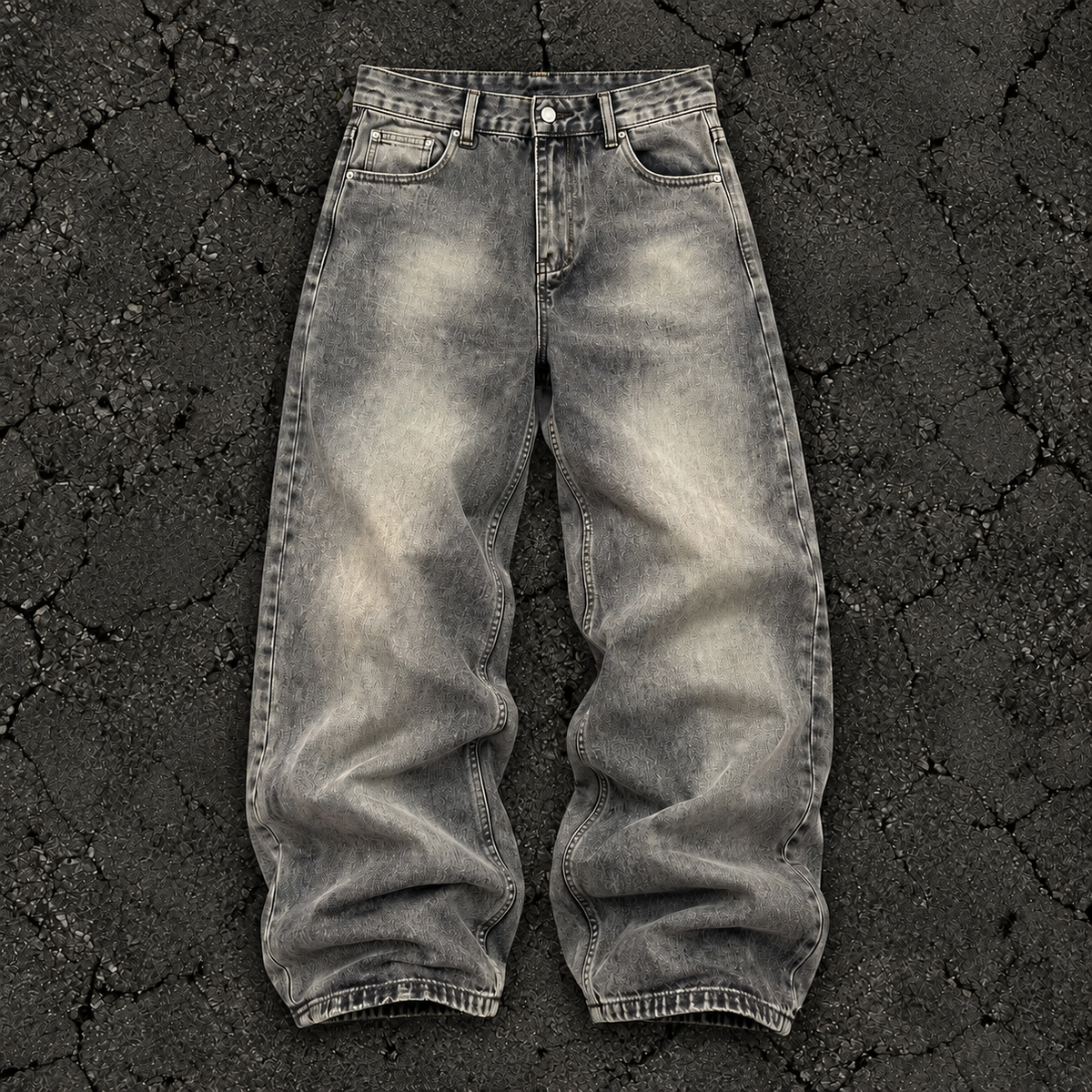 Ash Wash Grey Baggy Jeans